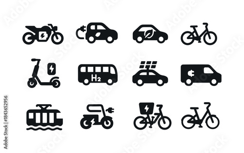 Alternative Vehicle Icons. Alternative vehicles. Solid icon set