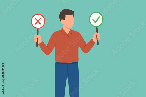 Person with choice options