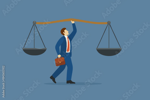 Business Man With Balance Scale