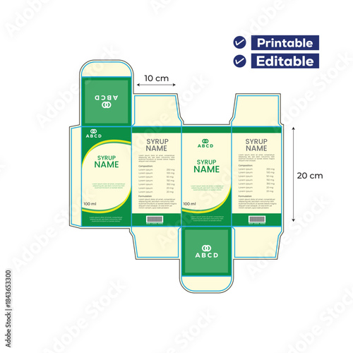 Box die cut with design for medicine box and product box design