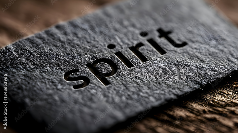 custom made wallpaper toronto digitalEngraved Word 'Spirit' on Dark Gray Stone Texture