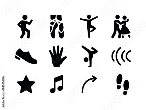 Dance Icons Collection. Dance Genres. Solid icon set of Dance Ge