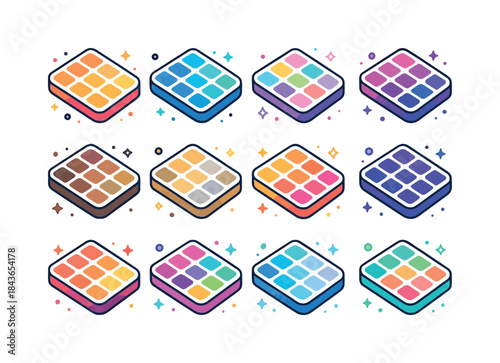 Colorful Gradient Palettes. Gradient palettes. Colorful isometri