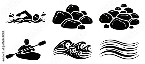 Wild River Swim Adventure Swimmer River Rocks Flowing Current