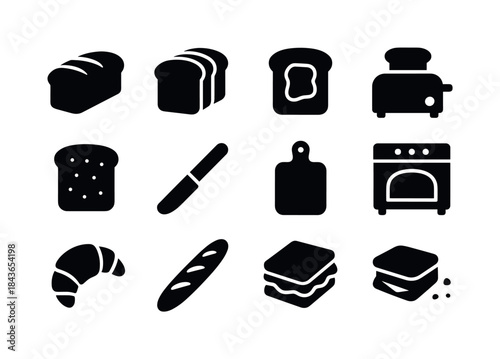 Sliced Bread Icons. Sliced Bread. Solid icon set of Sliced Bread