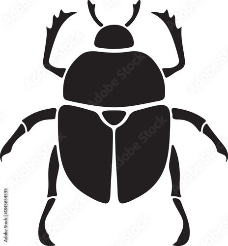 Black vector beetle bug insect icon illustration silhouette for nature and scary Halloween design