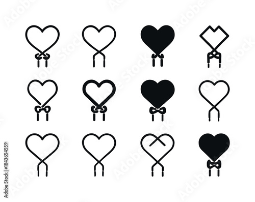 Shoe Lace Logo Variations. shoe lace. Icon set. Set Logo of shoe
