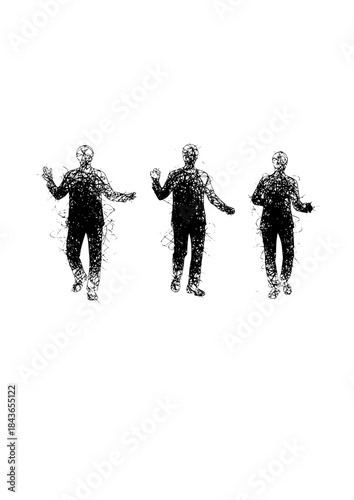 Hyper-Tactile Human Silhouette: Chaotic Charcoal Scribble Interior Vector
