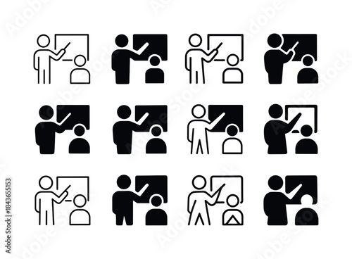 Educational Icon Set. Learning new languages and educational act