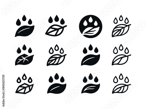 Rain-Soaked Earth Logos. Rain-soaked earth. Icon set. Set Logo o