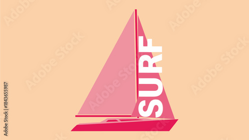 Vibrant Sunset Surfboard on Sandy Beach for Summer Vacation and Water Sports