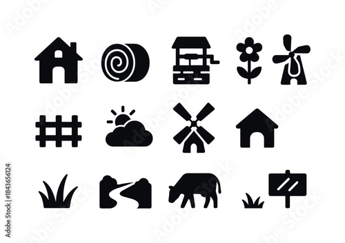 Pastoral Life Icons. Pastoral life. Solid icon set of pastoral l