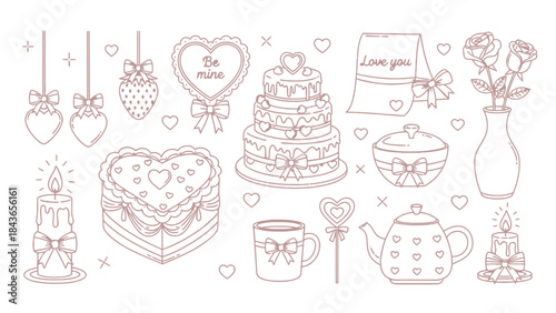Charming Hand Drawn Heart and Celebration Tea Set for Special Occasions