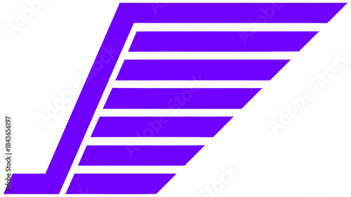 Abstract Purple Striped Wing Graphic Element with Modern Geometric Design