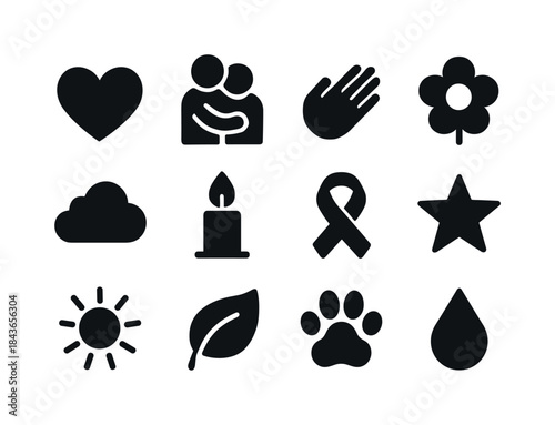 Comforting Symbols Icons. Comforting symbols. Solid icon set of