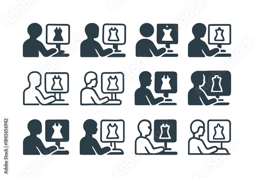 Fashion CAD Logo Variations. A designer creating a new collectio