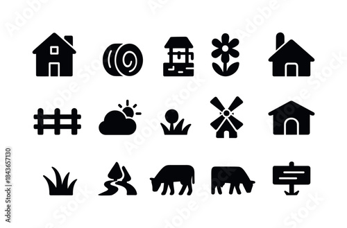 Pastoral Life Icons. Pastoral life. Solid icon set of pastoral l