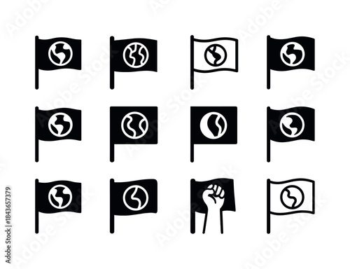 Eco-Awareness Icons. environmental activism. Icon set. Set Logo