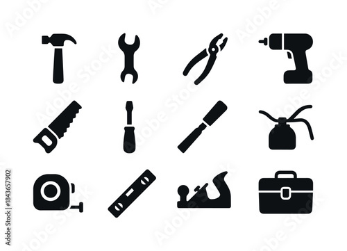 Flea Market Tools. Flea Market Tools. Solid icon set of Flea Mar