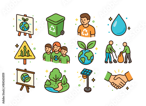 Environmental Awareness Icons. Environmental awareness. Colorful
