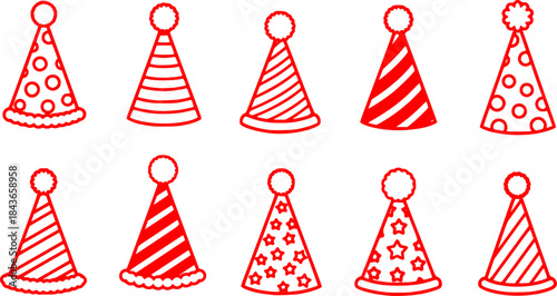 Vector Set of birthday party hat
