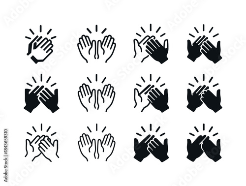 Applause Logo Variations. Applause from audience. Icon set. Set
