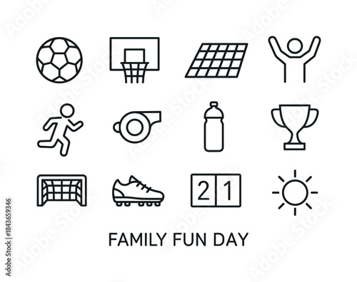 Family Fun Icons. Family Fun Day. Line icon set of Family Fun Da
