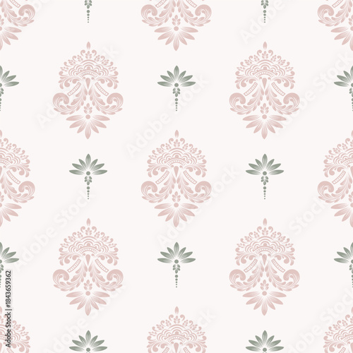 Damask modern seamless pattern element. Vintage classical old fashioned damask ornament, seamless texture for wallpapers, textile.