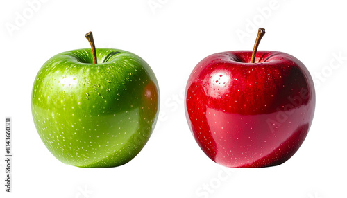 Fresh Red and Green Apple Pair isolated on transparent background