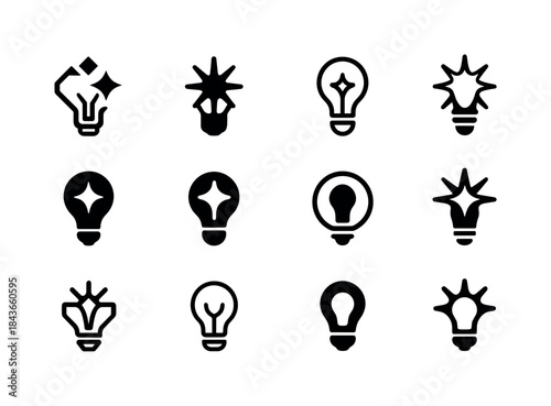 Creative Spark Logos. Design brainstorming. Icon set. Set Logo o