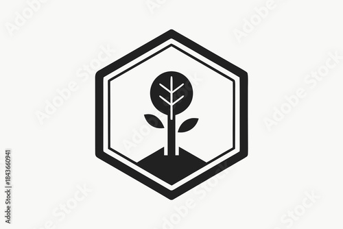 hexagon tree crown nature icon