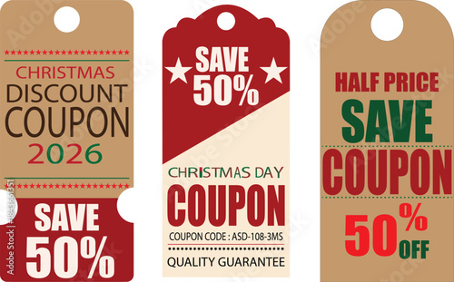 Christmas discount coupons with save 50 percent off offers