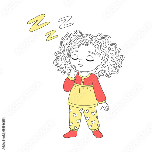 A cute child in pajamas suggests the innocence of childhood while illustrating the importance of restful sleep and dreaming, capturing a tranquil moment of slumber.