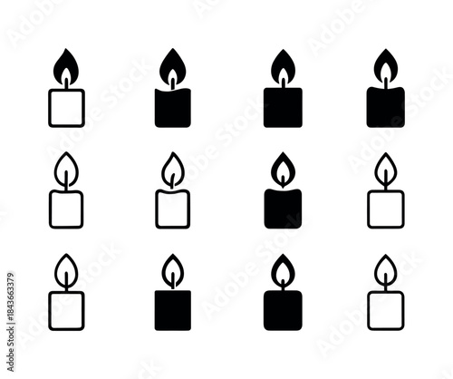 Candle Light Icons. Candle Light. Icon set. Set Logo of Candle L