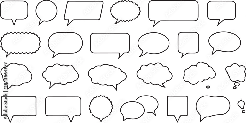 Obraz premium Speech Bubble Vector Set — Talk Bubble Icons, Cloud Chat Balloons, Dialogue Message Shapes Collection