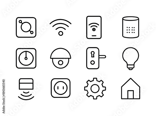 Smart Home Icon Set. Smart home automation. Line icon set of sma