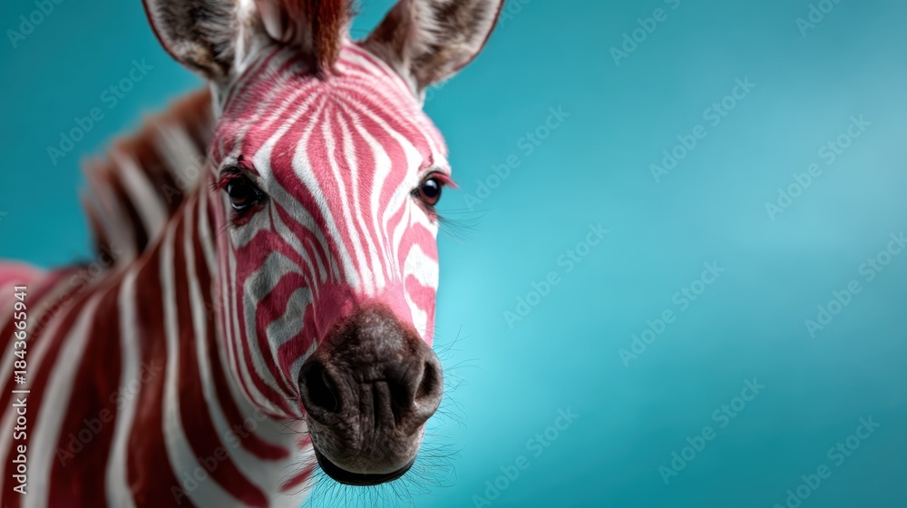 Obraz premium A striking image of a pink striped zebra showcases creativity and artistic flair, challenging perceptions while emphasizing the beauty of individuality in nature.