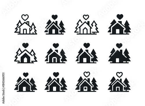 Romantic Getaway Icons. Romantic getaways and vacations. Icon se