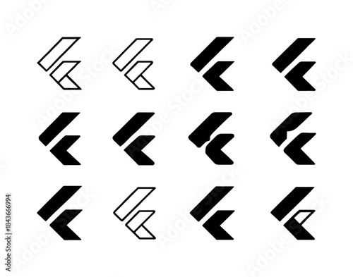Flutter Logo Variations. Flutter. Icon set. Set Logo of Flutter: