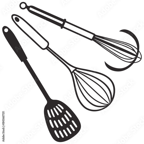 Black kitchen utensils collection