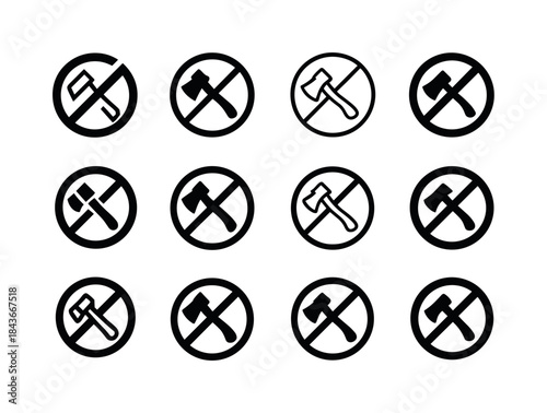 Deforestation Logo Variations. deforestation reduction. Icon set