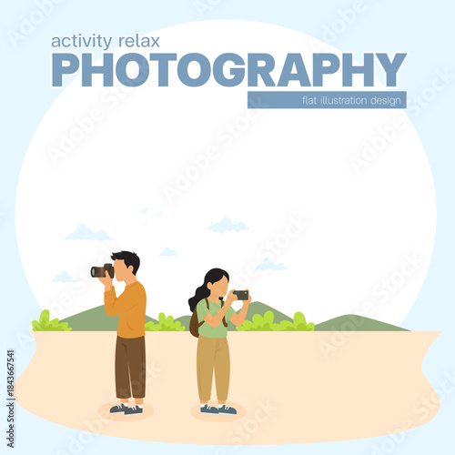 photography activity relax lifestyle flat symbol illustration space for copy space poster banner