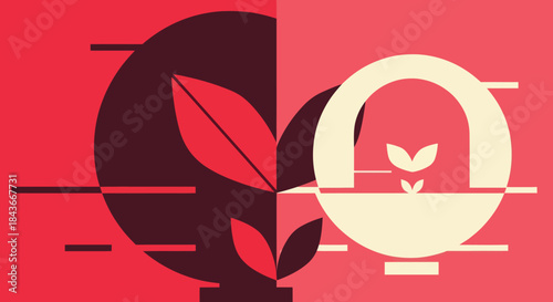 Abstract depiction of plant growth and environmental balance.