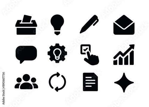 Employee Suggestions Icons. Employee suggestions. Solid icon set