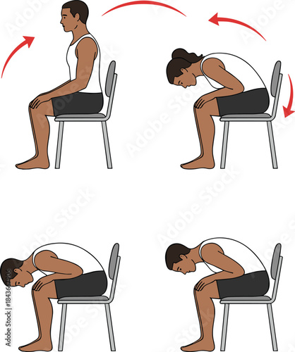 Detailed instructional illustrations displaying various gentle stretching exercises for mobilizing the spine, including the traditional