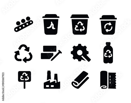 Resource Recovery Icons. Resource Recovery. Solid icon set of Re