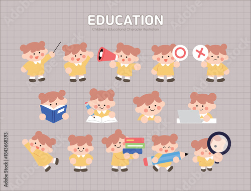 여자아이 교육 캐릭터 일러스트 모음