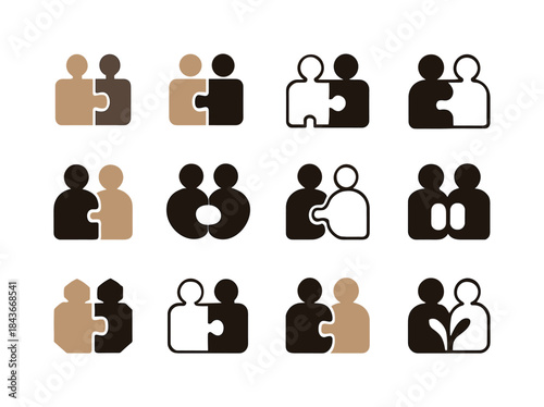 Racial Unity Icons. Racial Equality. Icon set. Set Logo of Racia