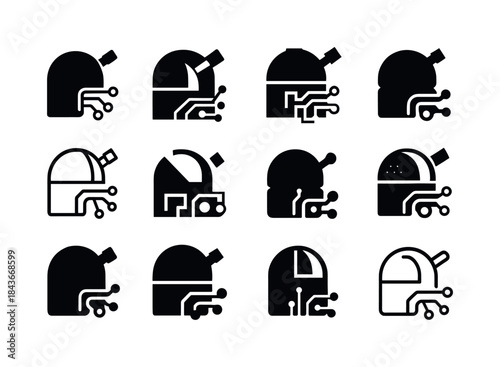 Astronomy Tech Logos. Astronomy and technology integration. Icon