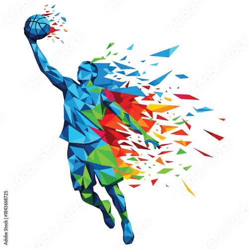Dynamic Geometric Basketball Player Art